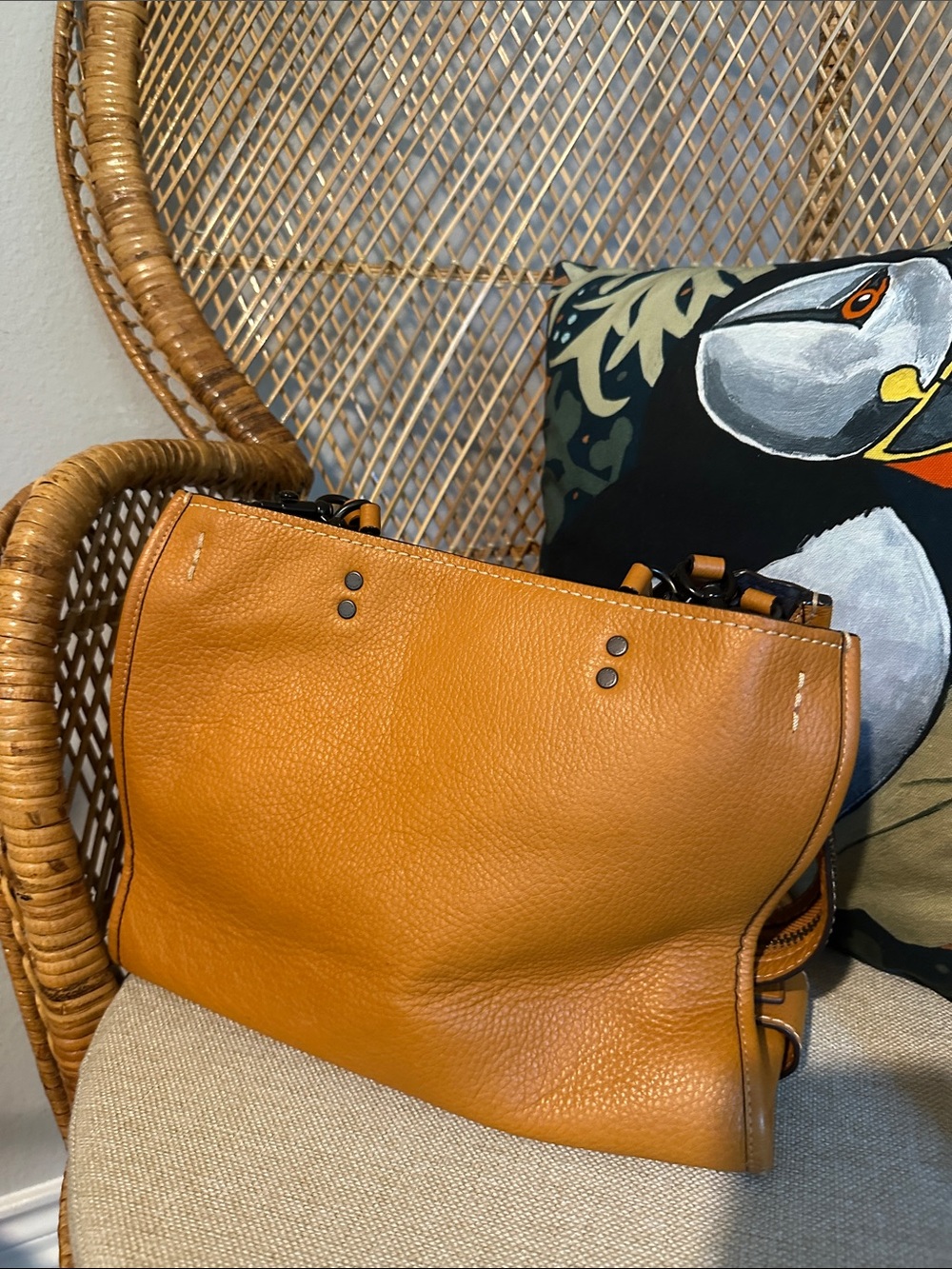 Coach Pebbled Leather Tote in mustard yellow - Picture 3 of 11